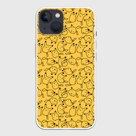 Чехол для iPhone 13 с принтом Покемон Пикачу ,  |  | doodling | pikachu | pokemon | textures | дудлинг | желтый покемон | пика пика | пикачу | покемон | покемоны | стикербомбинг | текстуры | фон