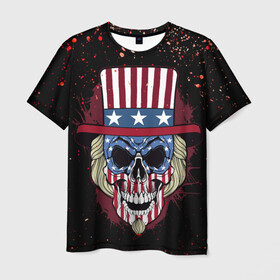 Мужская футболка 3D с принтом Американский череп | American Skull (Z) , 100% полиэфир | прямой крой, круглый вырез горловины, длина до линии бедер | shaman | skull | вождь | гот | дух | кладбище | крылья | мертвец | мертвый | панк | перья | рок | скелет | череп | шаман | эмо