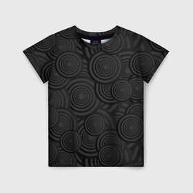 Детская футболка 3D с принтом Круги черный узор геометрия , 100% гипоаллергенный полиэфир | прямой крой, круглый вырез горловины, длина до линии бедер, чуть спущенное плечо, ткань немного тянется | геометрия | круги | мрачный | обычный | повседневность | простой | серый | темные | узор | черный