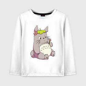 Детский лонгслив хлопок с принтом Little Totoro , 100% хлопок | круглый вырез горловины, полуприлегающий силуэт, длина до линии бедер | forest | ghibli | japan | miyazaki | nature | neigbor | neighbour | totoro | анимация | аниме | гибли | друг | животные | лес | любовь | милый | мир | миядзаки | мульт | мультфильм | приключения | природа | сказка | сосед | тоторо