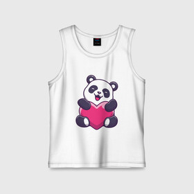 Детская майка хлопок с принтом Панда love ,  |  | love | влюблённая панда | панда | панда love | панда обнимает сердечко | панда с сердечком | панда с сердцем | панда сердечко | панда сердце | сердечко | сердце