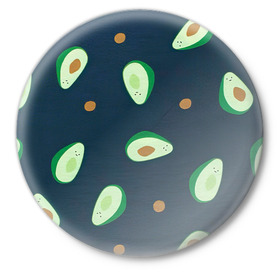 Значок с принтом Авокадо ,  металл | круглая форма, металлическая застежка в виде булавки | авокадо | арт | зеленый | косточка | разрез | рисунок | темный | фрукт | черный