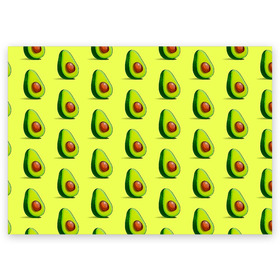 Поздравительная открытка с принтом Авокадо , 100% бумага | плотность бумаги 280 г/м2, матовая, на обратной стороне линовка и место для марки
 | авокадо | арт | в разрезе | вкусно | вкусный фрукт | желтый | зеленый | косточка | крупная косточка | разрез | рисунок | сладко | сочно | фрукт