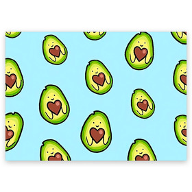 Поздравительная открытка с принтом Милое авокадо , 100% бумага | плотность бумаги 280 г/м2, матовая, на обратной стороне линовка и место для марки
 | авокадо | арт | вкусняшка | мило | милое | рисунок | сердечко | сердце | фрукт | шоколад