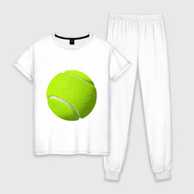 Женская пижама хлопок с принтом Теннис , 100% хлопок | брюки и футболка прямого кроя, без карманов, на брюках мягкая резинка на поясе и по низу штанин | exclusive merch | большой | игра | мяч | спорт | теннис