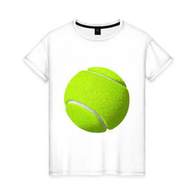Женская футболка хлопок с принтом Теннис , 100% хлопок | прямой крой, круглый вырез горловины, длина до линии бедер, слегка спущенное плечо | exclusive merch | большой | игра | мяч | спорт | теннис