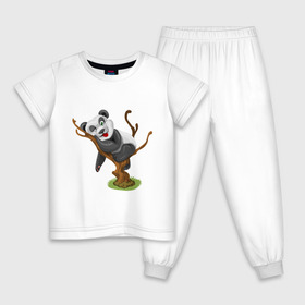 Детская пижама хлопок с принтом Смешная панда , 100% хлопок |  брюки и футболка прямого кроя, без карманов, на брюках мягкая резинка на поясе и по низу штанин
 | exclusive merch | дерево | детская | животные | звери | панда | смешная | спит | язык