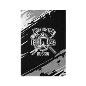 Обложка для паспорта матовая кожа с принтом FIREFIGHTER 1649 RUSSIA , натуральная матовая кожа | размер 19,3 х 13,7 см; прозрачные пластиковые крепления | 112 | 27 декабря | firefighter | багор | белая | герб | гкчс | знак | лого | логотип | маска | мчс | мчсник | пожарная охрана | пожарник | пожарный | пч | россии | рф | серая | символ | служба | состаренная