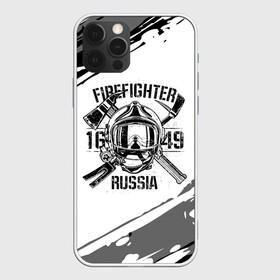 Чехол для iPhone 12 Pro с принтом FIREFIGHTER 1649 RUSSIA , силикон | область печати: задняя сторона чехла, без боковых панелей | 112 | 27 декабря | firefighter | багор | белая | герб | гкчс | знак | лого | логотип | маска | мчс | мчсник | пожарная охрана | пожарник | пожарный | пч | россии | рф | серая | символ | служба | состаренная