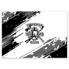 Поздравительная открытка с принтом FIREFIGHTER 1649 RUSSIA , 100% бумага | плотность бумаги 280 г/м2, матовая, на обратной стороне линовка и место для марки
 | Тематика изображения на принте: 112 | 27 декабря | firefighter | багор | белая | герб | гкчс | знак | лого | логотип | маска | мчс | мчсник | пожарная охрана | пожарник | пожарный | пч | россии | рф | серая | символ | служба | состаренная