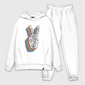 Мужской костюм хлопок OVERSIZE с принтом PEACE LOVE HOPE (Z) ,  |  | hope | love | peace | два пальца | жесть | знак | любить | любовь | мир | радуга | хипи | хиппи