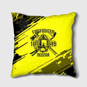 Подушка 3D с принтом FIREFIGHTER 1649 RUSSIA , наволочка – 100% полиэстер, наполнитель – холлофайбер (легкий наполнитель, не вызывает аллергию). | состоит из подушки и наволочки. Наволочка на молнии, легко снимается для стирки | Тематика изображения на принте: 112 | firefighter | багор | герб | гкчс | желтая | знак | лого | логотип | мчс | мчсник | пожарная охрана | пожарник | пожарный | пч | россии | рф | серая | символ | служба | спасатель | спасения | топор | флаг