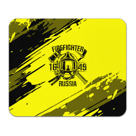 Коврик для мышки прямоугольный с принтом FIREFIGHTER 1649 RUSSIA , натуральный каучук | размер 230 х 185 мм; запечатка лицевой стороны | 112 | firefighter | багор | герб | гкчс | желтая | знак | лого | логотип | мчс | мчсник | пожарная охрана | пожарник | пожарный | пч | россии | рф | серая | символ | служба | спасатель | спасения | топор | флаг