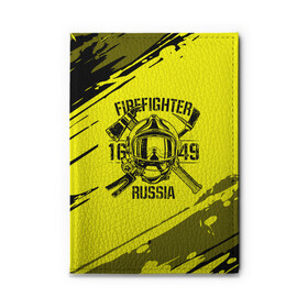 Обложка для автодокументов с принтом FIREFIGHTER 1649 RUSSIA , натуральная кожа |  размер 19,9*13 см; внутри 4 больших “конверта” для документов и один маленький отдел — туда идеально встанут права | Тематика изображения на принте: 112 | firefighter | багор | герб | гкчс | желтая | знак | лого | логотип | мчс | мчсник | пожарная охрана | пожарник | пожарный | пч | россии | рф | серая | символ | служба | спасатель | спасения | топор | флаг