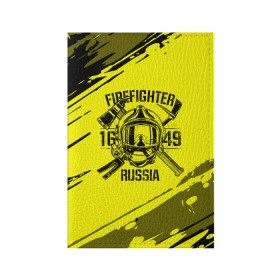 Обложка для паспорта матовая кожа с принтом FIREFIGHTER 1649 RUSSIA , натуральная матовая кожа | размер 19,3 х 13,7 см; прозрачные пластиковые крепления | Тематика изображения на принте: 112 | firefighter | багор | герб | гкчс | желтая | знак | лого | логотип | мчс | мчсник | пожарная охрана | пожарник | пожарный | пч | россии | рф | серая | символ | служба | спасатель | спасения | топор | флаг