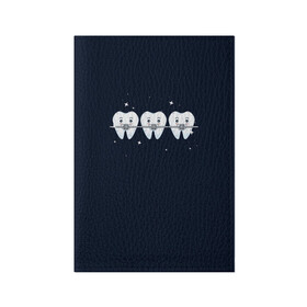 Обложка для паспорта матовая кожа с принтом Зубы , натуральная матовая кожа | размер 19,3 х 13,7 см; прозрачные пластиковые крепления | Тематика изображения на принте: sgv | блеск | брекеты | зубы | стоматолог