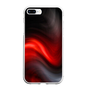 Чехол для iPhone 7Plus/8 Plus матовый с принтом BLACK RED WAVES АБСТРАКЦИЯ , Силикон | Область печати: задняя сторона чехла, без боковых панелей | Тематика изображения на принте: abstraction | geometry | hexagon | neon | paints | stripes | texture | triangle | абстракция | брызги | геометрия | краски | неон | неоновый | соты | текстура