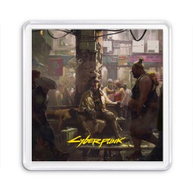 Магнит 55*55 с принтом Cyberpunk 2077 city , Пластик | Размер: 65*65 мм; Размер печати: 55*55 мм | Тематика изображения на принте: 