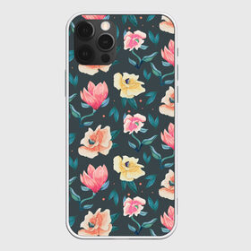 Чехол для iPhone 12 Pro Max с принтом Акварельные цветы , Силикон |  | floral | flowers | pastel | pattern | pink | texture | watercolor | акварель | букет | картина | красками | краски | листья | маки | настроение | пастель | пионы | рисунок | розовые | розы | ромашки | сад | цветки | цветочки