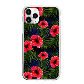 Чехол для iPhone 11 Pro матовый с принтом Тропические цветы и листья , Силикон |  | flower | flowers | palms | summer | sun | tropical | ботаника | гавайи hawaii | гавайка | гавайская | красочная | летняя | лето | листья | отдых | отпуск | пальма | пальмы | пляж | растения | символ | тропики | тропические