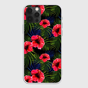 Чехол для iPhone 12 Pro Max с принтом Тропические цветы и листья , Силикон |  | Тематика изображения на принте: flower | flowers | palms | summer | sun | tropical | ботаника | гавайи hawaii | гавайка | гавайская | красочная | летняя | лето | листья | отдых | отпуск | пальма | пальмы | пляж | растения | символ | тропики | тропические