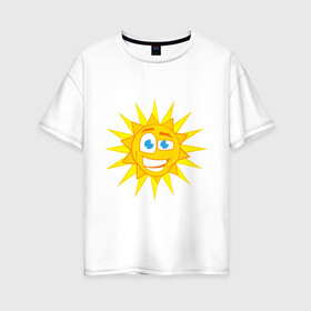 Женская футболка хлопок Oversize с принтом Летнее солнце , 100% хлопок | свободный крой, круглый ворот, спущенный рукав, длина до линии бедер
 | exclusive merch | зной | каникулы | лето | отпуск | солнце | солнышко