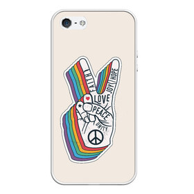 Чехол для iPhone 5/5S матовый с принтом PEACE and LOVE (Z) , Силикон | Область печати: задняя сторона чехла, без боковых панелей | hope | love | peace | два пальца | жесть | знак | любить | любовь | мир | радуга | хипи | хиппи