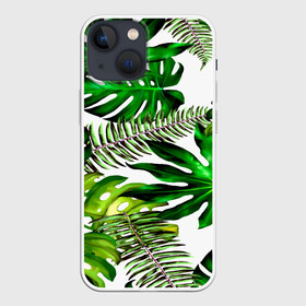 Чехол для iPhone 13 mini с принтом ГАВАЙСКИЕ ЛИСТЬЯ ,  |  | summer | tropic | жара | летний | лето | отдых | пальмы | природа | текстура | тропикано | тропики