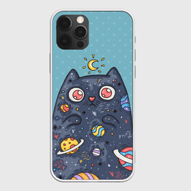 Чехол для iPhone 12 Pro Max с принтом Cat , Силикон |  | cat | night | звёздный котик | космос | котейка | котик