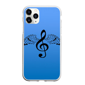 Чехол для iPhone 11 Pro Max матовый с принтом Скрипичный ключ и крылья ноты , Силикон |  | арт | звук | крыло | крылья | музыка | музыкант | ноты | символ | скрипичный ключ | фортепиано