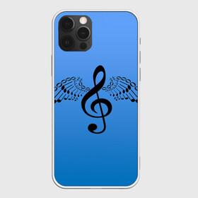 Чехол для iPhone 12 Pro Max с принтом Скрипичный ключ и крылья ноты , Силикон |  | арт | звук | крыло | крылья | музыка | музыкант | ноты | символ | скрипичный ключ | фортепиано
