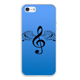 Чехол для iPhone 5/5S матовый с принтом Скрипичный ключ и крылья ноты , Силикон | Область печати: задняя сторона чехла, без боковых панелей | арт | звук | крыло | крылья | музыка | музыкант | ноты | символ | скрипичный ключ | фортепиано