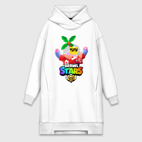 Платье-худи хлопок с принтом BRAWL STARS SPROUT TROPICAL ,  |  | brawl stars | crow | gale | leon | leon shark | max | mr.p | palmen | rainbow | sally leon | shark | sprout | tara | tropical sprout | virus 8 bit | werewolf leon | акула | берли | бравл старс | ворон | макс | оборотень | пальмы | радуга |