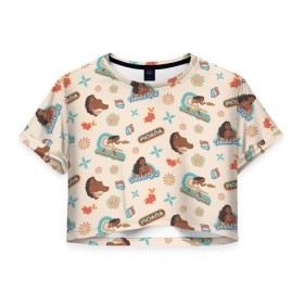 Женская футболка Crop-top 3D с принтом Moana Disney Princess , 100% полиэстер | круглая горловина, длина футболки до линии талии, рукава с отворотами | Тематика изображения на принте: disney princess | moana | vdkimel | моана