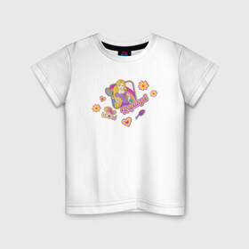 Детская футболка хлопок с принтом Tangled Disney Princess , 100% хлопок | круглый вырез горловины, полуприлегающий силуэт, длина до линии бедер | Тематика изображения на принте: disney princess | tangled | vdkimel | рапунцель