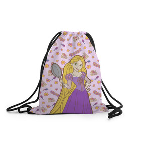 Рюкзак-мешок 3D с принтом Tangled Disney Princess , 100% полиэстер | плотность ткани — 200 г/м2, размер — 35 х 45 см; лямки — толстые шнурки, застежка на шнуровке, без карманов и подкладки | disney princess | tangled | vdkimel | рапунцель