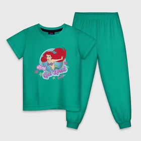 Детская пижама хлопок с принтом The Little Mermaid Ariel , 100% хлопок |  брюки и футболка прямого кроя, без карманов, на брюках мягкая резинка на поясе и по низу штанин
 | ariel | disney princess | the little mermaid | vdkimel | ариэль | русалочка
