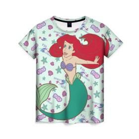 Женская футболка 3D с принтом The Little Mermaid Ariel , 100% полиэфир ( синтетическое хлопкоподобное полотно) | прямой крой, круглый вырез горловины, длина до линии бедер | Тематика изображения на принте: ariel | disney princess | the little mermaid | vdkimel | ариэль | русалочка