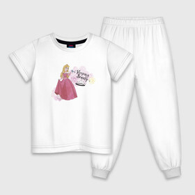 Детская пижама хлопок с принтом Sleeping beauty Aurora , 100% хлопок |  брюки и футболка прямого кроя, без карманов, на брюках мягкая резинка на поясе и по низу штанин
 | Тематика изображения на принте: aurora | disney princess | sleeping beauty | vdkimel | аврора | спящая красавица
