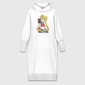 Платье удлиненное хлопок с принтом Sailor Moon  Luna ,  |  | cat | girl | kitty | luna | moon | sailor moon | sailormoon | девочка | кот | котик | котэ | кошка | луна | мультяшка | сейлормун | сэйлор мун