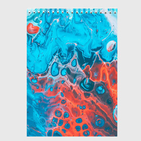 Скетчбук с принтом Цветные разводы , 100% бумага
 | 48 листов, плотность листов — 100 г/м2, плотность картонной обложки — 250 г/м2. Листы скреплены сверху удобной пружинной спиралью | Тематика изображения на принте: textures | абстракция | арт | голубое | красный | море | небо | разные цвета | розовый | текстуры | фон | цветные разводы | цветовые разводы