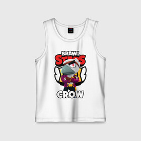 Детская майка хлопок с принтом БРАВЛ СТАРС CROW | ВОРОН ,  |  | brawl stars | crow | gale | leon | leon shark | max | mr.p | palmen | rainbow | sally leon | shark | sprout | tara | tropical sprout | virus 8 bit | werewolf leon | акула | берли | бравл старс | ворон | макс | оборотень | пальмы | радуга |