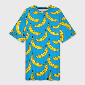Платье-футболка 3D с принтом Go Bananas ,  |  | Тематика изображения на принте: food | fruits | банан | бананчики | бананы | вкусняшки | десерт | джунгли | еда | летний | лето | море | обезьяна | овощи | океан | острова | отдых | отпуск | пальмы | плоды | пляж | природа | рай | сладкие