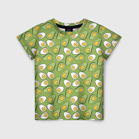 Детская футболка 3D с принтом Avocado and Eggs , 100% гипоаллергенный полиэфир | прямой крой, круглый вырез горловины, длина до линии бедер, чуть спущенное плечо, ткань немного тянется | avo | avocado | avoegg | egg | eggs | авокадо | яйца