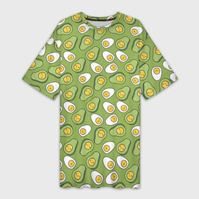 Платье-футболка 3D с принтом Avocado and Eggs ,  |  | avo | avocado | avoegg | egg | eggs | авокадо | яйца