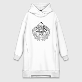 Платье-худи хлопок с принтом Mountain mandala ,  |  | Тематика изображения на принте: casual | mandala | mountain | mountain mandala | trend | горы | повседневность | тренд