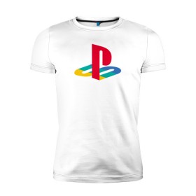 Мужская футболка премиум с принтом PlayStation , 92% хлопок, 8% лайкра | приталенный силуэт, круглый вырез ворота, длина до линии бедра, короткий рукав | 