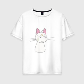 Женская футболка хлопок Oversize с принтом Artemis , 100% хлопок | свободный крой, круглый ворот, спущенный рукав, длина до линии бедер
 | artemis | cat | kitty | moon | sailor moon | sailormoon | артемис | белая | кот | котик | котэ | кошка | луна | мультяшка | сейлормун | сэйлор мун