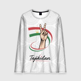 Мужской лонгслив 3D с принтом Таджикистан , 100% полиэстер | длинные рукава, круглый вырез горловины, полуприлегающий силуэт | asia | crown | emblem | flag | gesture | hand | republic | sign | stars | state | tajikistan | victory | азия | государство | жест | звезды | знак | корона | победа | республика | рука | таджикистан | флаг | эмблема