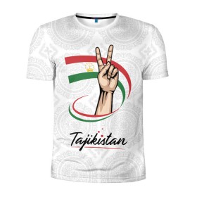 Мужская футболка 3D спортивная с принтом Таджикистан , 100% полиэстер с улучшенными характеристиками | приталенный силуэт, круглая горловина, широкие плечи, сужается к линии бедра | asia | crown | emblem | flag | gesture | hand | republic | sign | stars | state | tajikistan | victory | азия | государство | жест | звезды | знак | корона | победа | республика | рука | таджикистан | флаг | эмблема
